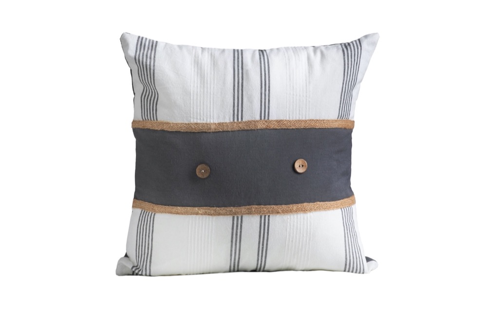 COTTON CUSHION WITH STRIPES AND BUTTONS 40X40